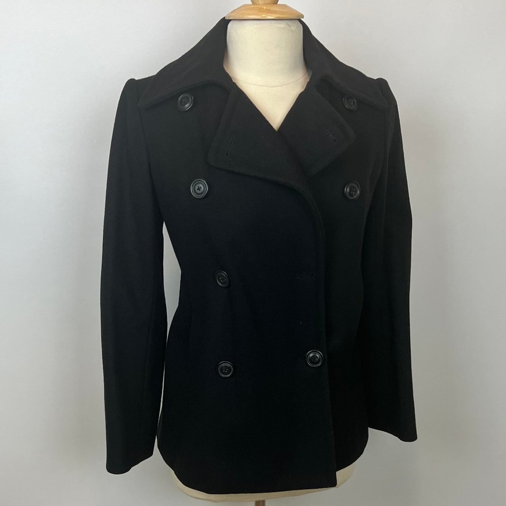 J Crew Womens Navy Double Breasted Wool Pea Coat RN77388 Sz S